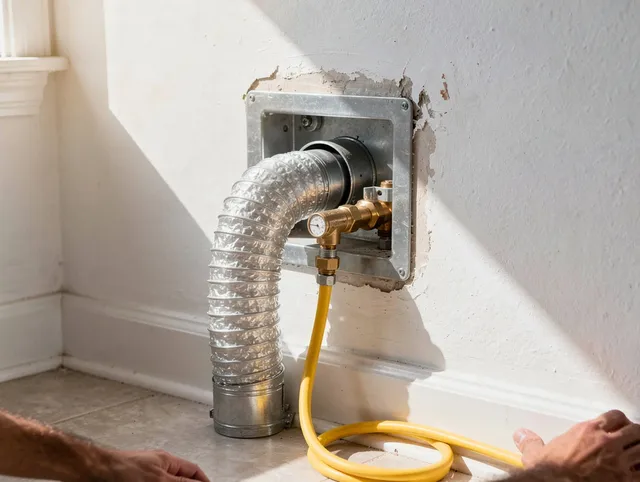 Newark Dryer Vent Cleaning certified technician performing specialized gas dryer vent cleaning in Newark
